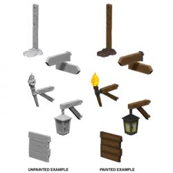 WizKids Deep Cuts Unpainted Miniatures – Signs & lights (6 Units)